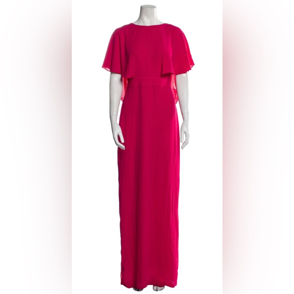 HALSTON HERITAGE Round neckline Long Maxi Dress/Evening Size 2 color DeepPink